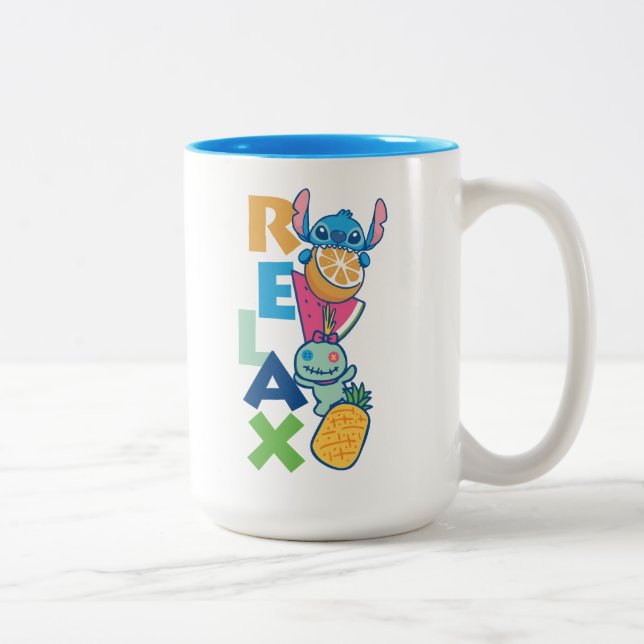 Stitch and Scrump | Relax Two-Tone Coffee Mug (Right)