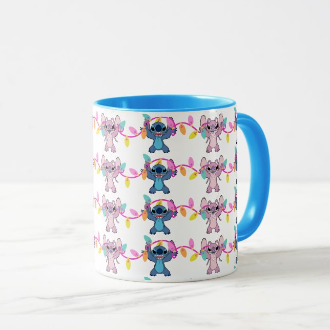 Stitch & Angel Christmas Pattern Mug (Front Right)