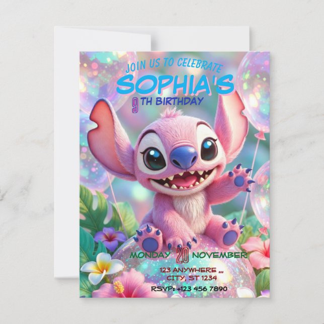 Stitch Birthday Invitation Template (Devant)