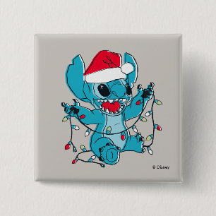 Stitch Christmas Lights 2 Inch Square Button