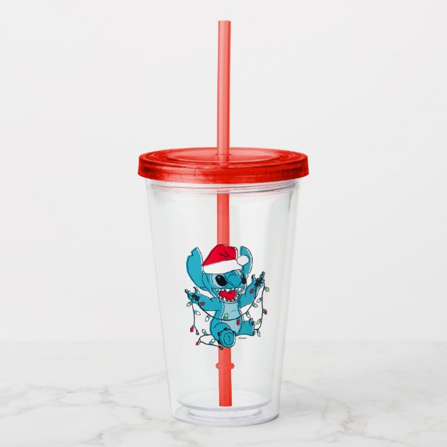 Stitch | Christmas Lights Acrylic Tumbler (Front)