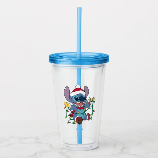 Stitch Christmas Lights Acrylic Tumbler (Front)