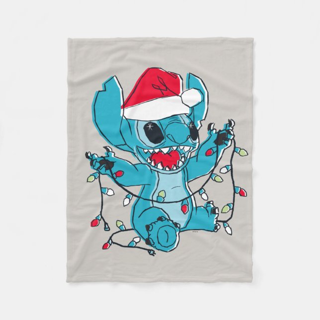 Stitch | Christmas Lights Fleece Blanket (Front)