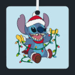 Stitch Christmas Lights Metal Ornament<br><div class="desc">Celebrate Christmas with this cute graphic of Disney's Stitch holding Christmas Lights.</div>