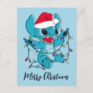 Stitch Christmas Lights Postcard