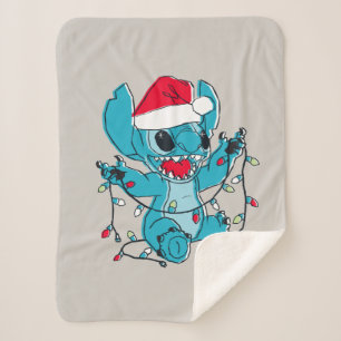 Stitch   Christmas Lights Sherpa Blanket