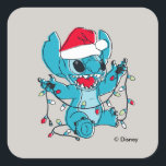 Stitch | Christmas Lights Square Sticker<br><div class="desc">This cute graphic features Stitch holding a string of Christmas lights.</div>