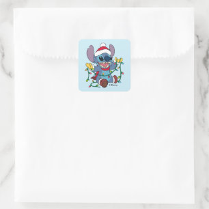 Stitch Christmas Lights Square Sticker