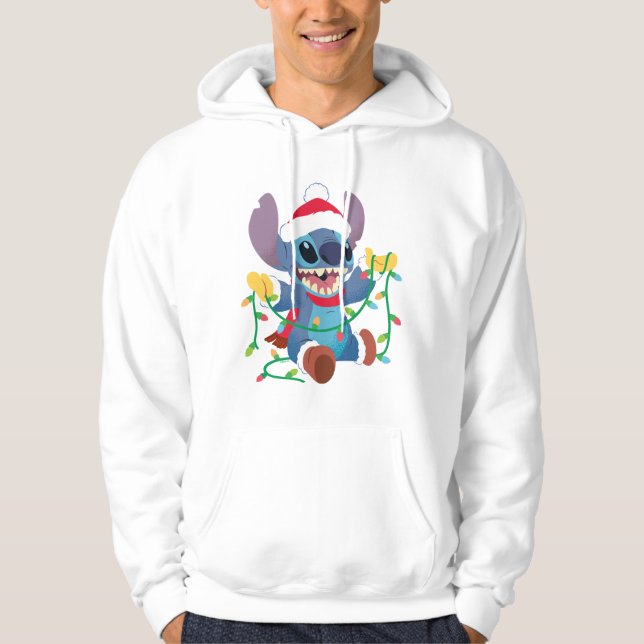 Stitch Christmas Lights Stylized Hoodie (Front)