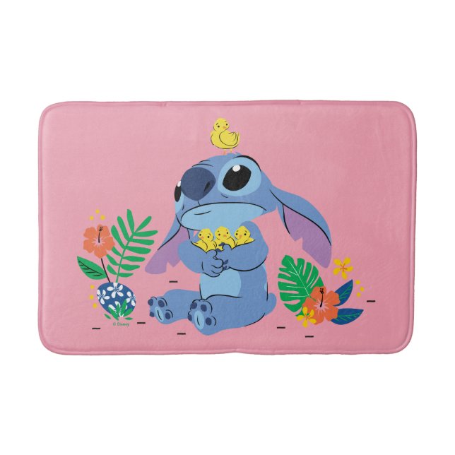 Stitch Cuddling Baby Easter Chicks Bath Mat (Front)