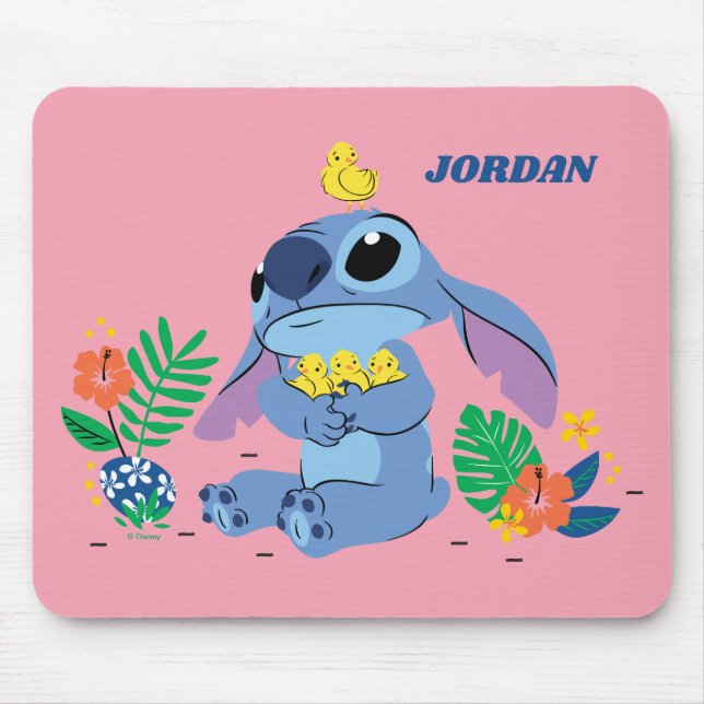 Stitch Cuddling Baby Easter Chicks Mouse Pad (Front)