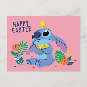 Stitch Cuddling Baby Easter Chicks Postcard
