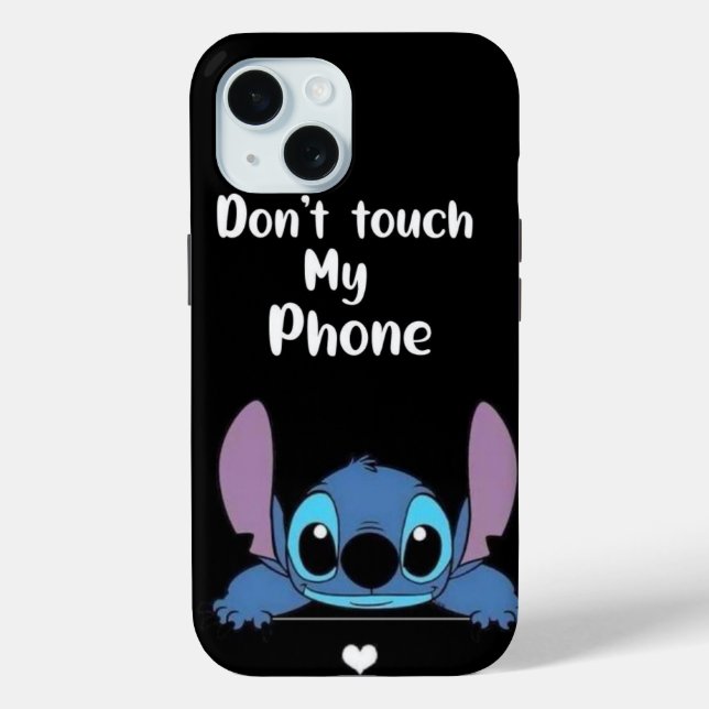 Stitch "Don't Touch My Phone" Funny Warning Black  Case-Mate iPhone Case (Back)