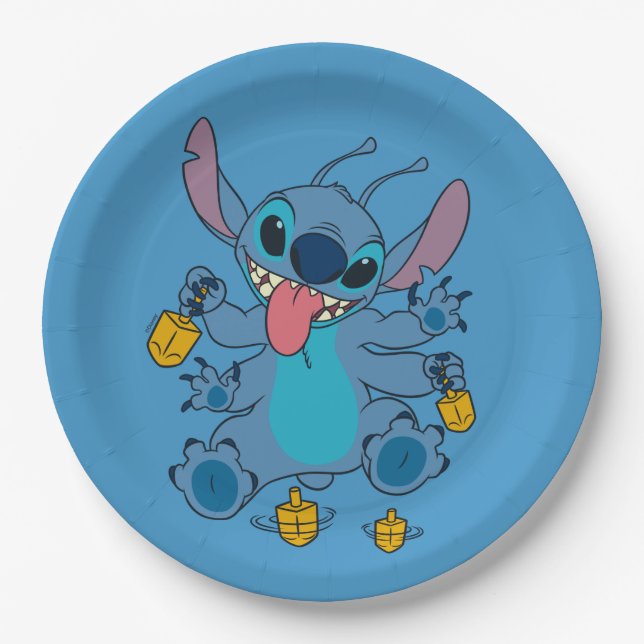 Stitch | Dreidel Days Paper Plate (Front)