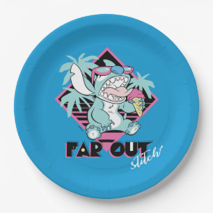 Stitch   Far Out Retro Graphic Paper Plate