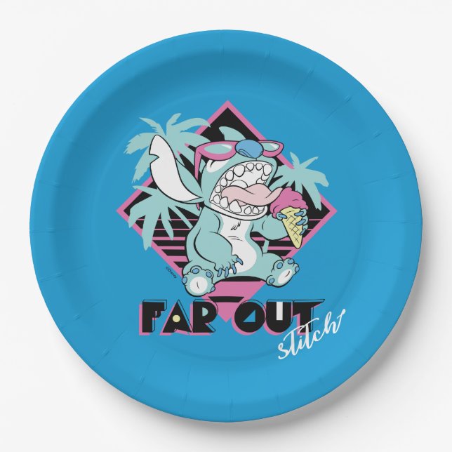 Stitch | Far Out Retro Graphic Paper Plate (Front)