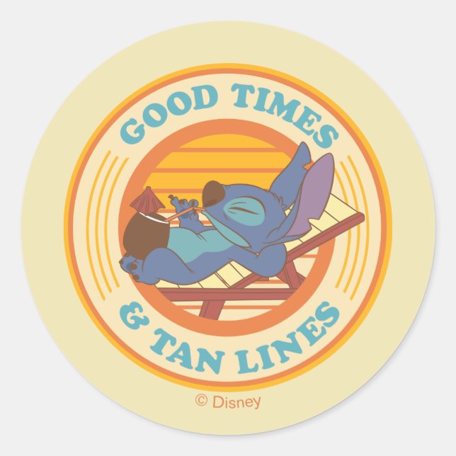 Stitch | Good Times & Tan Lines Classic Round Sticker (Front)