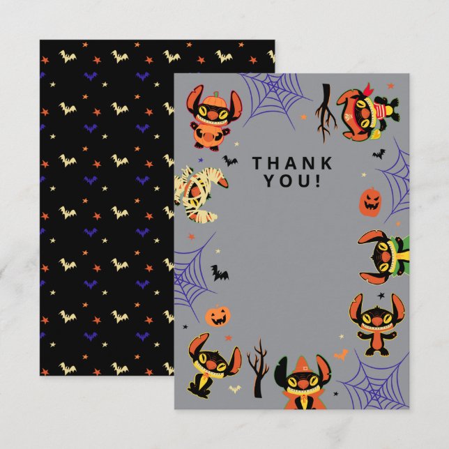 Stitch Halloween Baby Shower  Thank You Card (Front/Back)
