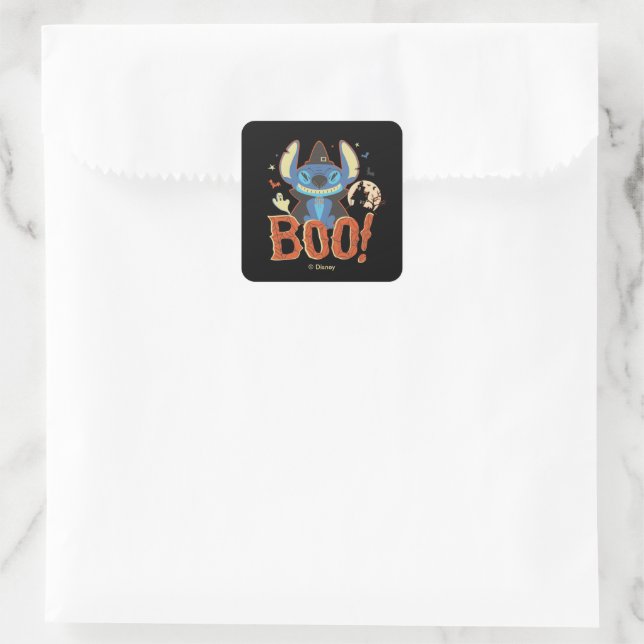 Stitch Halloween Boo Square Sticker (Bag)