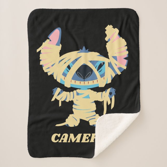 Stitch Halloween Mummy Sherpa Blanket (Front)