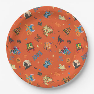Stitch Halloween Trick-or-Treat Pattern Paper Plate