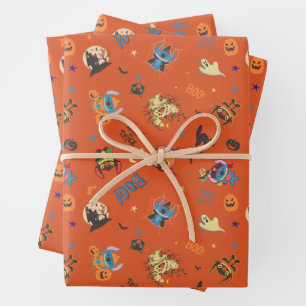 Stitch Halloween Trick-or-Treat Pattern Wrapping Paper Sheet