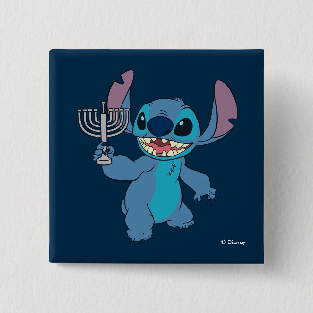 Stitch | Happy Hanukkah 2 Inch Square Button (Front)