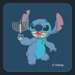 Stitch | Happy Hanukkah Square Sticker<br><div class="desc">Check out this super cute Hanukkah graphic featuring Disney's Stitch!</div>