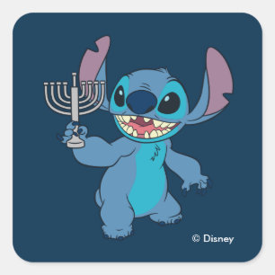 Stitch   Happy Hanukkah Square Sticker