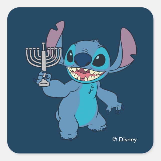 Stitch | Happy Hanukkah Square Sticker (Front)