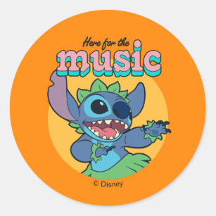 Stitch   Here for the Music Classic Round Sticker