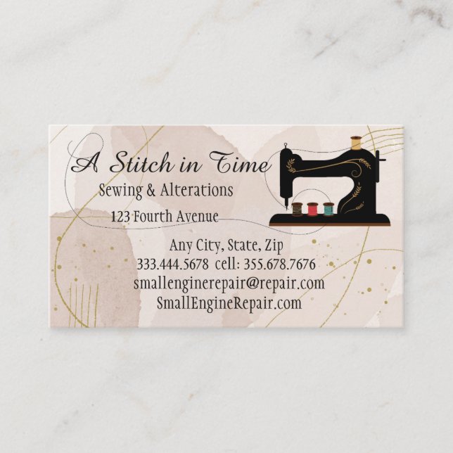 Stitch in Time Sewing Alterations Repair Business  Business Card (Front)