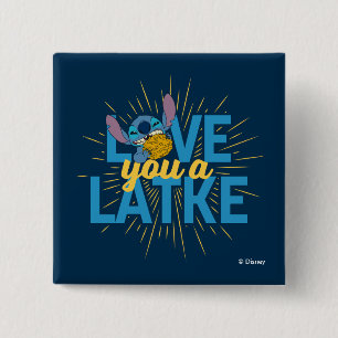 Stitch Love You a Latke 2 Inch Square Button