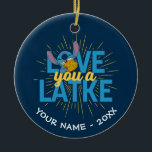 Stitch | Love You a Latke Ceramic Ornament<br><div class="desc">Happy Hanukkah from Stitch! This cute graphic features Stitch and the text,  "Love you a latke."</div>