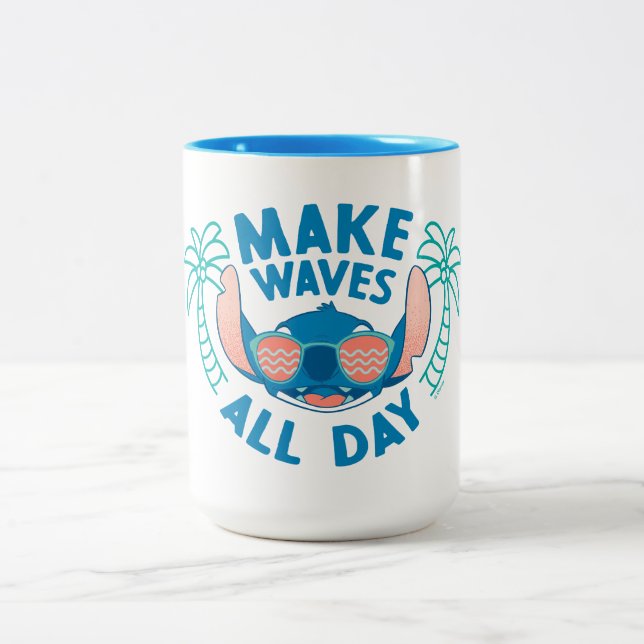 Stitch | Make Waves All Day Two-Tone Coffee Mug (Center)