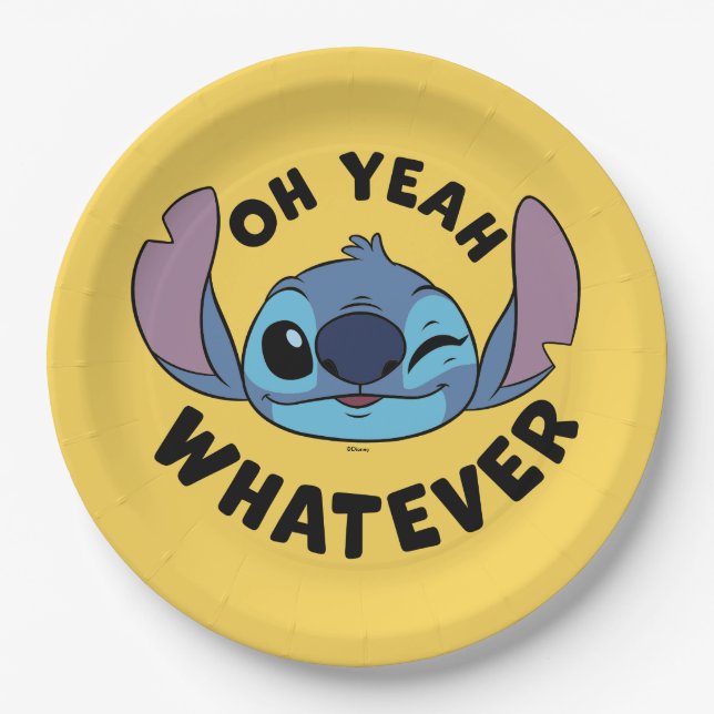 Stitch | Oh Yeah Whatever Paper Plate (Front)
