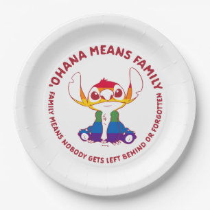 Stitch Ohana Means Family - Rainbow Paper Plate