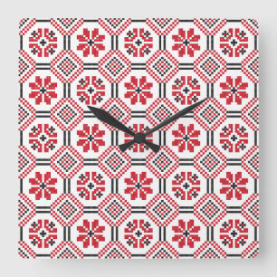 Stitch pattern square wall clock