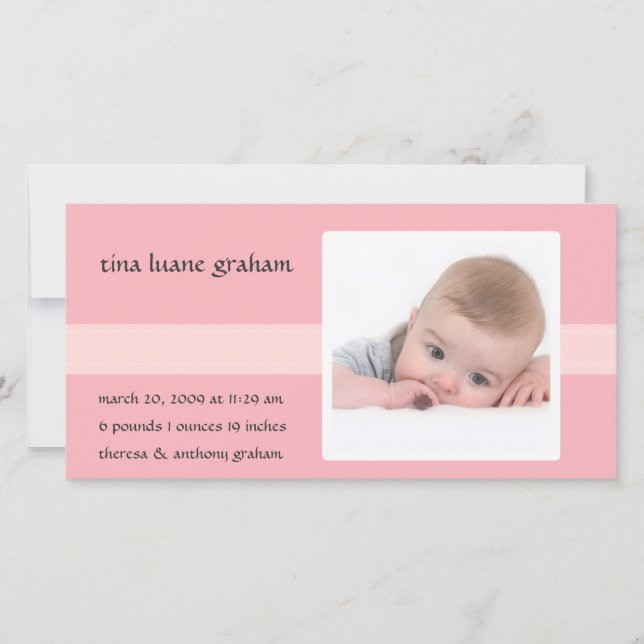 Stitch Photo Birth Announcement (Girl) (Front)