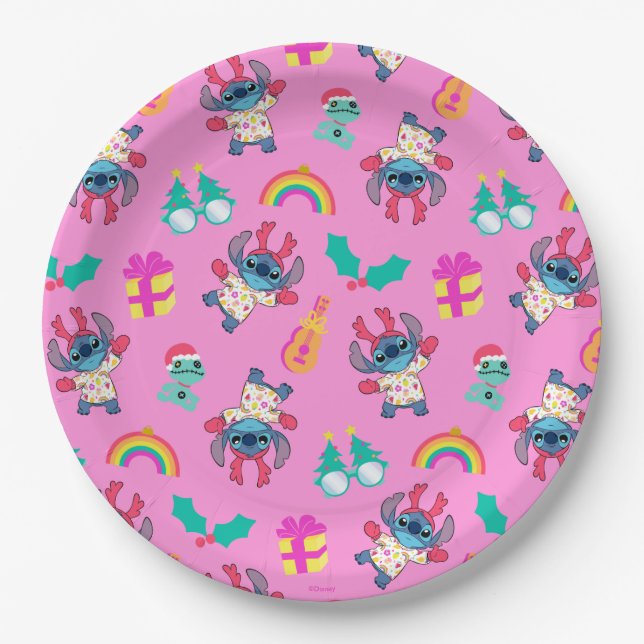 Stitch & Scrump Christmas Pattern Paper Plate (Front)