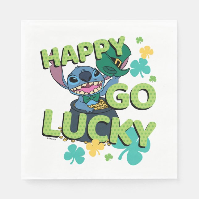 Stitch | St. Patrick's Day - Happy Go Lucky Napkin (Front)