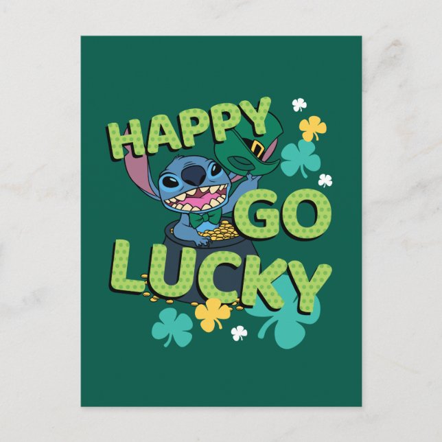 Stitch | St. Patrick's Day - Happy Go Lucky Postcard (Front)