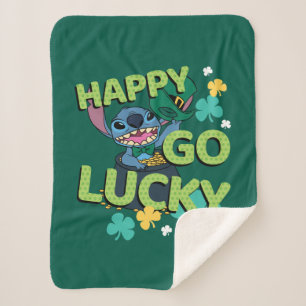 Stitch   St. Patrick's Day - Happy Go Lucky Sherpa Blanket