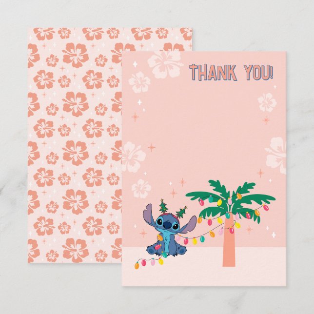 Stitch Tropical Christmas Baby Shower  Thank You Card (Front/Back)