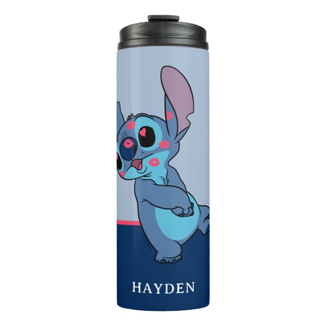 Stitch Valentine Kisses | Add Your Name Thermal Tumbler (Front)