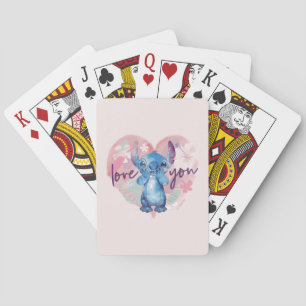 Stitch Watercolor Valentine Heart Playing Cards