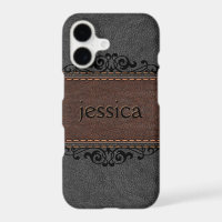 Stitched Black And Brown Vintage Leather