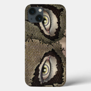 Stitched Burlap Sack Masked Female Eyes iPhone 13 Case