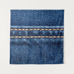 Stitched denim: closeup jeans texture. tapestry