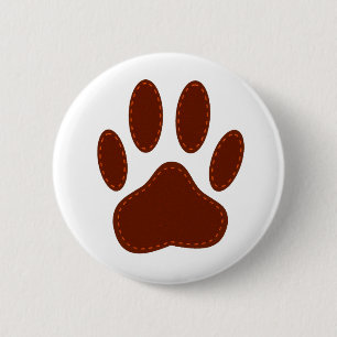 Stitched Felt Dog Paw Print 2 Inch Round Button